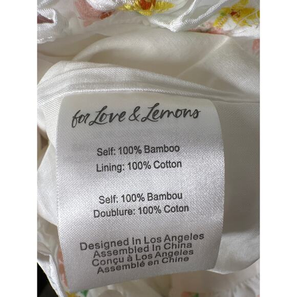 For Love & Lemons CELIA SHIRRED FLORAL EMBROIDERED LACE OPEN-BACK MINI DRESS XS - Picture 9 of 10